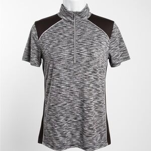 Zenergy Golf By Chico’s Black & White 1/4 Zip Front Ladies Golf Shirt Sz 1  M/8